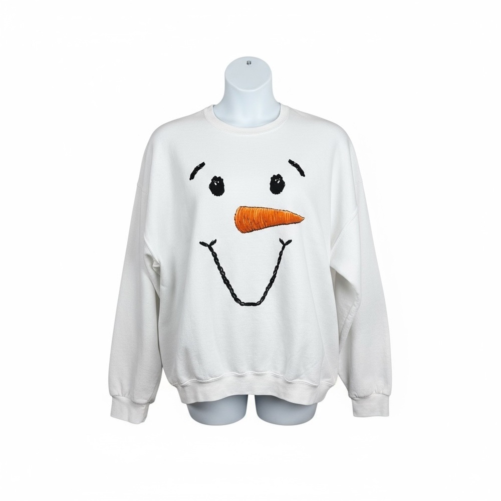 Jerzees White Frosty the Snowman Graphic Cozy Crewneck Holiday Sweatshirt 2X